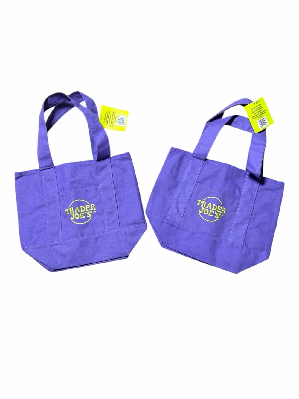 NWT Trader Joes Mini Halloween Canvas Tote Bags (2) Purple Green Limited Edition